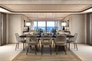 Benetti B.Now 50M model main saloon dining area
