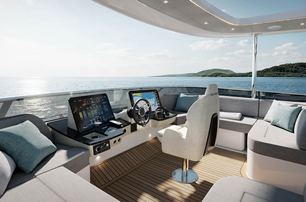 Absolute Navetta 66 motor yacht flybridge helm station 