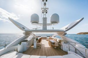 Heesen superyacht Fan Too sundeck with dining area 