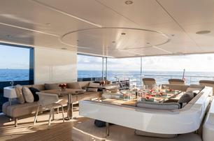 Feadship motor yacht Graycliffs sundeck dining area 