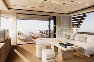Azimut Magellano 27M motor yacht saloon aft open to deck 
