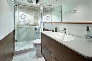 Princess F65 motor yacht en suite with glass shower 