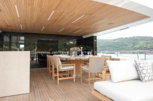 Sanlorenzo motor yacht Tolemai sundeck dining area 