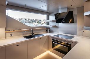 Numarine 27 XP Open motor yacht galley with large window 