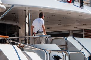 crew vhf radio on aft deck yacht