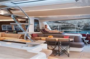 aft deck of Lagoon Sixty7 power catamaran