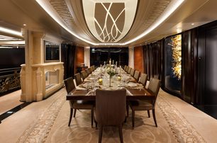 Lürssen superyacht Whisper dining room with bespoke furniture 