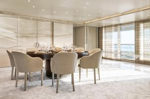 Admiral yacht No Rush main saloon dining area 