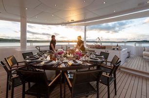 table setting on aft deck two stews setting dining table