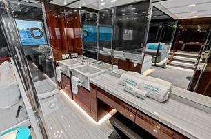 Riva motor yacht Tango Whiskey ensuite with glass shower 