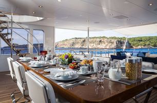 table set for breakfast on superyacht