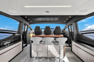Pershing motor yacht Alexandra saloon bar and helm station 