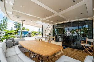 Sunseeker motor yacht Tatis aft deck seating 