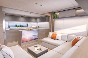 Pardo GT75 main salon with access to galley