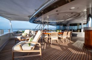 Amels superyacht Calypso flybridge dining area 