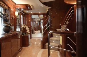Benetti motor yacht Domani glossy wood staircase 