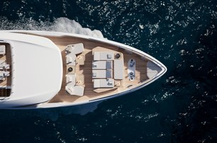 Custom Line Navetta 35 motor yacht foredeck lounge 