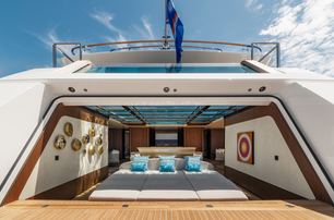 Sanlorenzo superyacht Silver Fox beach club sun pads 