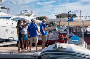 MYS staff yacht show shuttle boat