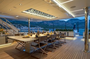 Bilgin superyacht Al Reem aft deck dining area 