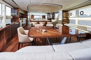 Princess X95 Vista saloon darker wood flooring