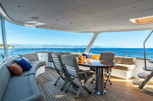 Motor yacht Sultana aft deck dining area 