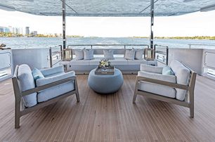Riva yacht Tenacious aft deck lounge 