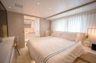 Sanlorenzo superyacht Our Aleph guest cabin with large window 