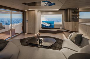 Horizon V74 EVO motor yacht saloon aft view of deck 