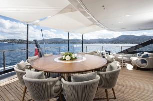 Benetti motor yacht Confessa aft deck dining area 