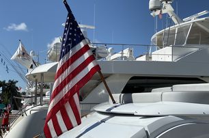 US flag on stern of yacht