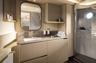 Absolute Navetta 66 motor yacht en suite with glass shower 