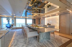 Bilgin 263 Superyacht Al Reem main saloon marbled dining table with mirrored ceiling