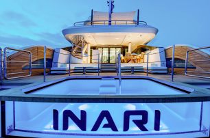 50m Benetti motor yacht Inari beach club pool 