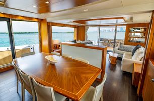Sunseeker motor yacht Tatis saloon dining area