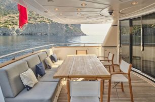 Sanlorenzo yacht Oasis aft deck dining area 