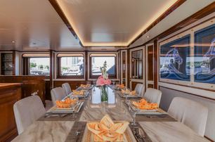 Benetti superyacht DXB sky lounge dining area 