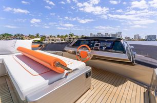 Riva motor yacht Tango Whiskey flybridge helm station 