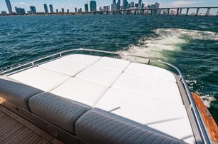 Pershing motor yacht Cersei aft deck sun pads 