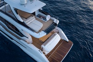 Ferretti 670 motor yacht aft decks close up