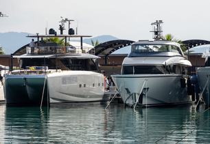 Motor yachts berthed in Genoa