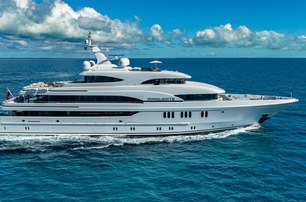 Superyacht MARGUERITE underway, surrounded by sea