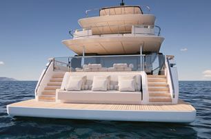 Custom Line Navetta 35 motor yacht beach club 