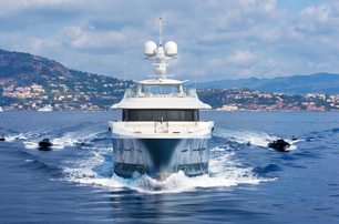 displacement hull yacht Amels 180 running shot