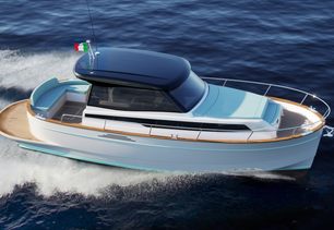 Apreamare Gozzo 38 Cabin aerial shot starboard profile