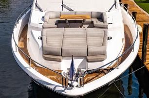 Sunseeker motor yacht Tatis bow view of foredeck 