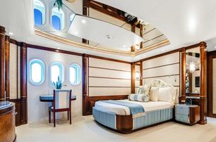 Amels superyacht Calypso guest cabin with double bed 