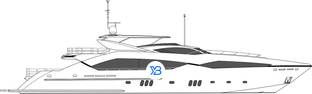 130 Sport Yacht profile illustration