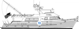 860 Cockpit Motoryacht profile illustration