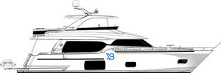 70E Motoryacht profile illustration